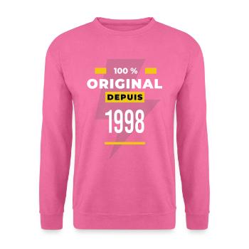 100 % original depuis 1998 CADEAU Anniversaire - Sweat-shirt Unisexe - rose - Devant