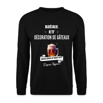 Bière Mon duo parfait depuis décoration de gâteaux - Sweat-shirt Unisexe - noir - Devant - Alina (178cm) & Michal (187cm)