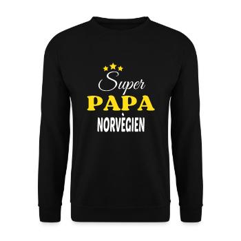 Super Papa NORVÈGIEN ANNIVERSAIRE - Sweat-shirt Unisexe - noir - Devant - Alina (178cm) & Michal (187cm)