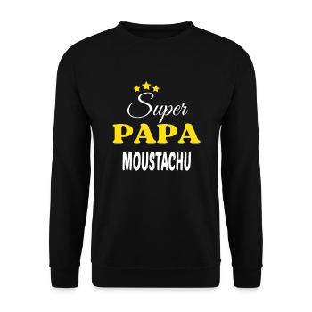 Super Papa MOUSTACHU ANNIVERSAIRE - Sweat-shirt Unisexe - noir - Devant - Alina (178cm) & Michal (187cm)