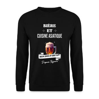 Bière Mon duo parfait depuis cuisine asiatique - Sweat-shirt Unisexe - noir - Devant - Alina (178cm) & Michal (187cm)