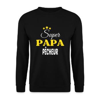 Super Papa PÊCHEUR ANNIVERSAIRE - Sweat-shirt Unisexe - noir - Devant - Alina (178cm) & Michal (187cm)