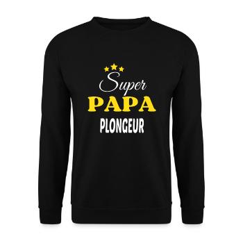 Super Papa PLONGEUR ANNIVERSAIRE - Sweat-shirt Unisexe - noir - Devant - Alina (178cm) & Michal (187cm)