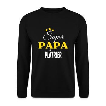 Super Papa PLÂTRIER ANNIVERSAIRE - Sweat-shirt Unisexe - noir - Devant - Alina (178cm) & Michal (187cm)