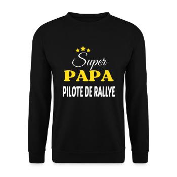Super Papa PILOTE DE RALLYE ANNIVERSAIRE - Sweat-shirt Unisexe - noir - Devant - Alina (178cm) & Michal (187cm)