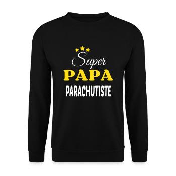 Super Papa PARACHUTISTE ANNIVERSAIRE - Sweat-shirt Unisexe - noir - Devant - Alina (178cm) & Michal (187cm)