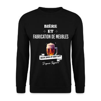 Bière Mon duo parfait et fabrication de meubles - Sweat-shirt Unisexe - noir - Devant - Alina (178cm) & Michal (187cm)