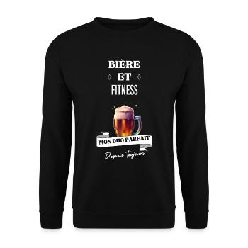 Bière Mon duo parfait depuis toujours et fitness - Sweat-shirt Unisexe - noir - Devant - Alina (178cm) & Michal (187cm)
