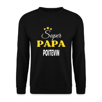 Super Papa POITEVIN ANNIVERSAIRE - Sweat-shirt Unisexe - noir - Devant - Alina (178cm) & Michal (187cm)