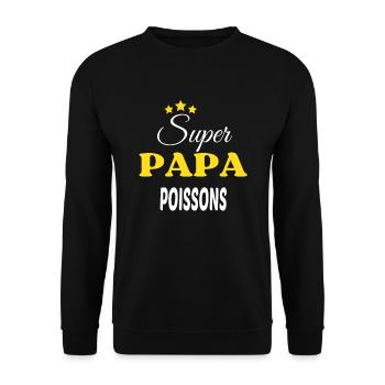 Super Papa POISSONS ANNIVERSAIRE - Sweat-shirt Unisexe - noir - Devant - Alina (178cm) & Michal (187cm)