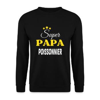 Super Papa POISSONNIER ANNIVERSAIRE - Sweat-shirt Unisexe - noir - Devant - Alina (178cm) & Michal (187cm)