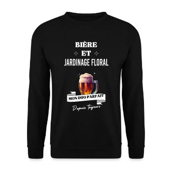 Bière Mon duo parfait depuis et jardinage floral - Sweat-shirt Unisexe - noir - Devant - Alina (178cm) & Michal (187cm)
