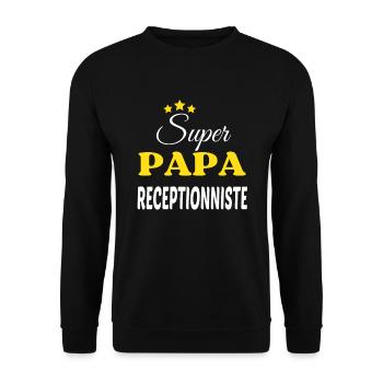 Super Papa RECEPTIONNISTE ANNIVERSAIRE - Sweat-shirt Unisexe - noir - Devant - Alina (178cm) & Michal (187cm)