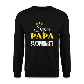 Super Papa SAXOPHONISTE ANNIVERSAIRE - Sweat-shirt Unisexe - noir - Devant - Alina (178cm) & Michal (187cm)