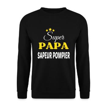 Super Papa SAPEUR POMPIER ANNIVERSAIRE - Sweat-shirt Unisexe - noir - Devant - Alina (178cm) & Michal (187cm)