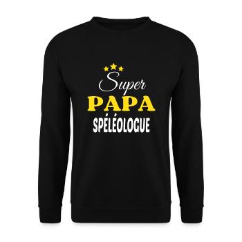 Super Papa SPÉLÉOLOGUE ANNIVERSAIRE - Sweat-shirt Unisexe - noir - Devant - Alina (178cm) & Michal (187cm)