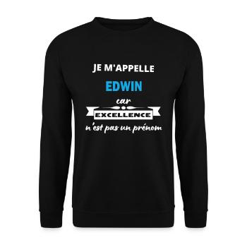 Je m'appelle excellence Edwin - Sweat-shirt Unisexe - noir - Devant - Alina (178cm) & Michal (187cm)