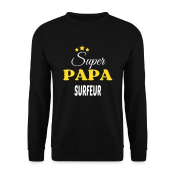 Super Papa SURFEUR ANNIVERSAIRE - Sweat-shirt Unisexe - noir - Devant - Alina (178cm) & Michal (187cm)