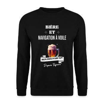 Bière Mon duo parfait depuis et navigation à voile - Sweat-shirt Unisexe - noir - Devant - Alina (178cm) & Michal (187cm)