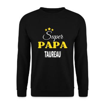 Super Papa TAUREAU ANNIVERSAIRE - Sweat-shirt Unisexe - noir - Devant - Alina (178cm) & Michal (187cm)