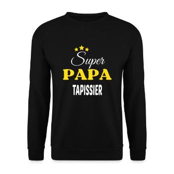 Super Papa TAPISSIER ANNIVERSAIRE - Sweat-shirt Unisexe - noir - Devant - Alina (178cm) & Michal (187cm)