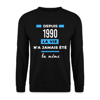 La vie n'a jamais été la même dépuis 1990 - Sweat-shirt Unisexe - noir - Devant - Alina (178cm) & Michal (187cm)