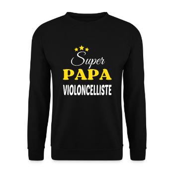Super Papa VIOLONCELLISTE ANNIVERSAIRE - Sweat-shirt Unisexe - noir - Devant - Alina (178cm) & Michal (187cm)