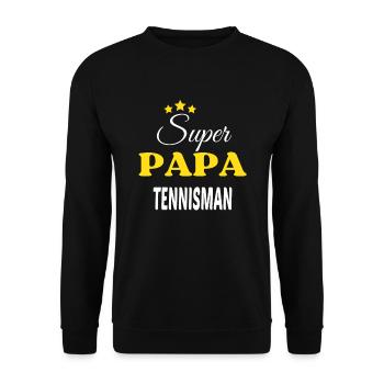 Super Papa TENNISMAN ANNIVERSAIRE - Sweat-shirt Unisexe - noir - Devant - Alina (178cm) & Michal (187cm)