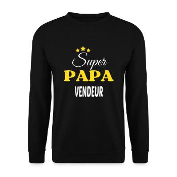 Super Papa VENDEUR ANNIVERSAIRE - Sweat-shirt Unisexe - noir - Devant - Alina (178cm) & Michal (187cm)