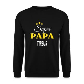 Super Papa TIREUR ANNIVERSAIRE - Sweat-shirt Unisexe - noir - Devant - Alina (178cm) & Michal (187cm)