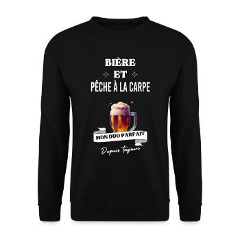 Bière Mon duo parfait depuis pêche à la carpe - Sweat-shirt Unisexe - noir - Devant - Alina (178cm) & Michal (187cm)
