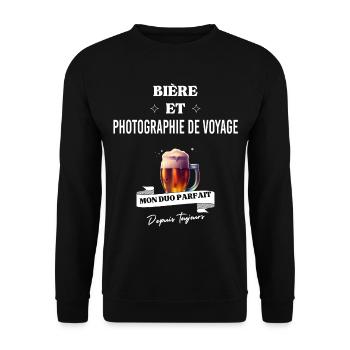 Bière Mon duo parfait photographie culinaire - Sweat-shirt Unisexe - noir - Devant - Alina (178cm) & Michal (187cm)