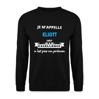 Je m'appelle excellence Eliott - Sweat-shirt Unisexe - noir - Devant - Alina (178cm) & Michal (187cm)