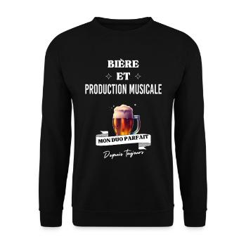 Bière Mon duo parfait depuis production musicale - Sweat-shirt Unisexe - noir - Devant - Alina (178cm) & Michal (187cm)