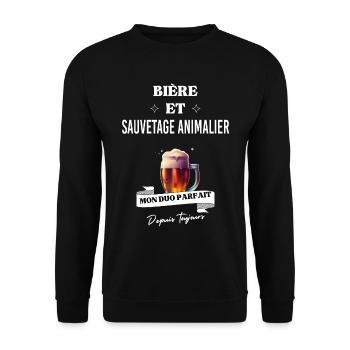 Bière Mon duo parfait et sauvetage animalier - Sweat-shirt Unisexe - noir - Devant - Alina (178cm) & Michal (187cm)