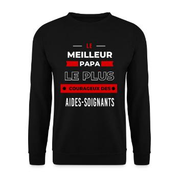 Le meilleur papa, courageux des Aides-soignants - Sweat-shirt Unisexe - noir - Devant - Alina (178cm) & Michal (187cm)