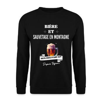 Bière Mon duo parfait depuis sauvetage en montagne - Sweat-shirt Unisexe - noir - Devant - Alina (178cm) & Michal (187cm)