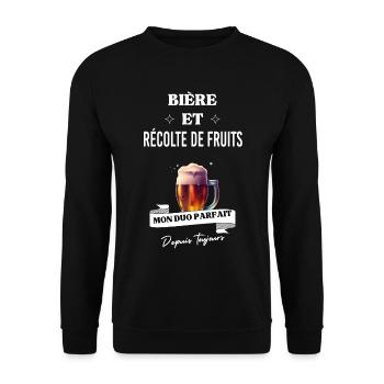 Bière Mon duo parfait depuis et récolte de fruits - Sweat-shirt Unisexe - noir - Devant - Alina (178cm) & Michal (187cm)