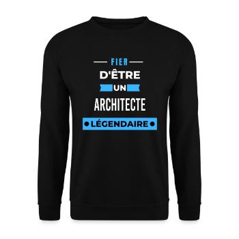 Fier d'être un légendaire ARCHITECTE HUMOUR - Sweat-shirt Unisexe - noir - Devant - Alina (178cm) & Michal (187cm)