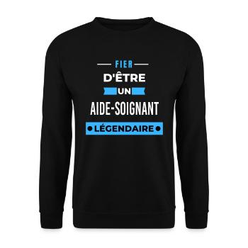 Fier d'être un légendaire AIDE-SOIGNANT HUMOUR - Sweat-shirt Unisexe - noir - Devant - Alina (178cm) & Michal (187cm)