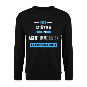 Fier d'être un légendaire AGENT IMMOBILIER HUMOUR - Sweat-shirt Unisexe - noir - Devant - Alina (178cm) & Michal (187cm)