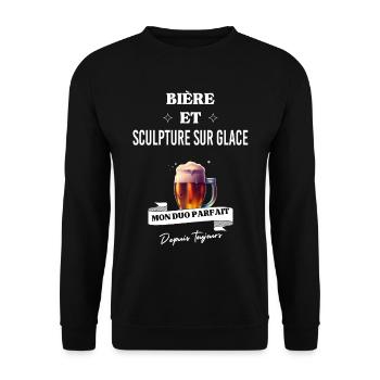 Bière Mon duo parfait depuis sculpture sur glace - Sweat-shirt Unisexe - noir - Devant - Alina (178cm) & Michal (187cm)