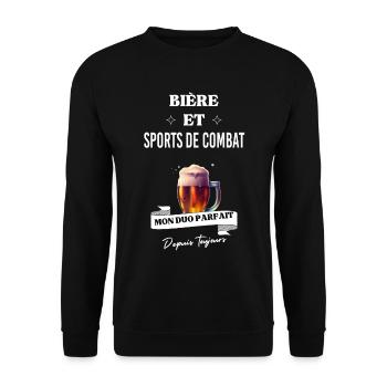 Bière Mon duo parfait depuis et sports de combat - Sweat-shirt Unisexe - noir - Devant - Alina (178cm) & Michal (187cm)