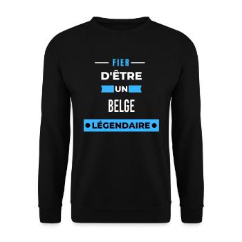 Fier d'être un légendaire BELGE HUMOUR - Sweat-shirt Unisexe - noir - Devant - Alina (178cm) & Michal (187cm)
