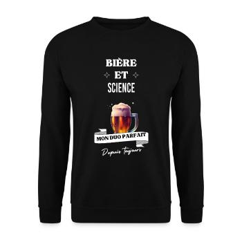 Bière Mon duo parfait depuis toujours et science - Sweat-shirt Unisexe - noir - Devant - Alina (178cm) & Michal (187cm)