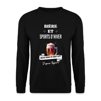 Bière Mon duo parfait toujours et sports d'hiver - Sweat-shirt Unisexe - noir - Devant - Alina (178cm) & Michal (187cm)