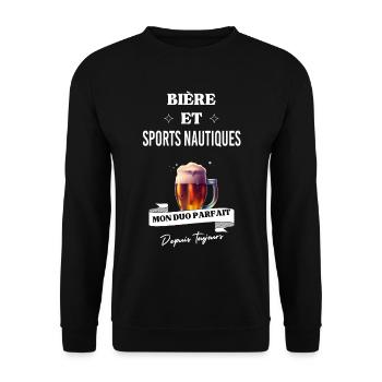 Bière Mon duo parfait toujours sports nautiques - Sweat-shirt Unisexe - noir - Devant - Alina (178cm) & Michal (187cm)