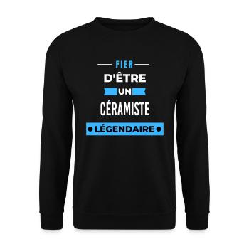 Fier d'être un légendaire CÉRAMISTE HUMOUR - Sweat-shirt Unisexe - noir - Devant - Alina (178cm) & Michal (187cm)
