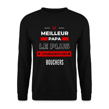 Le meilleur papa, le plus courageux des Bouchers - Sweat-shirt Unisexe - noir - Devant - Alina (178cm) & Michal (187cm)