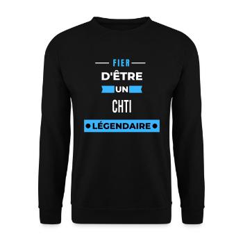 Fier d'être un légendaire CHTI HUMOUR - Sweat-shirt Unisexe - noir - Devant - Alina (178cm) & Michal (187cm)